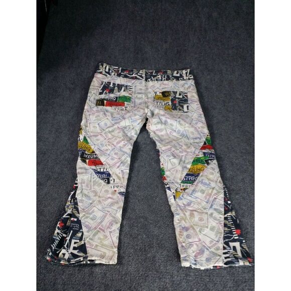 Hip Hop Slim Fit Jeans Men Sz 40 Multicolor Graffiti Art Print Streetwear - Picture 6 of 6